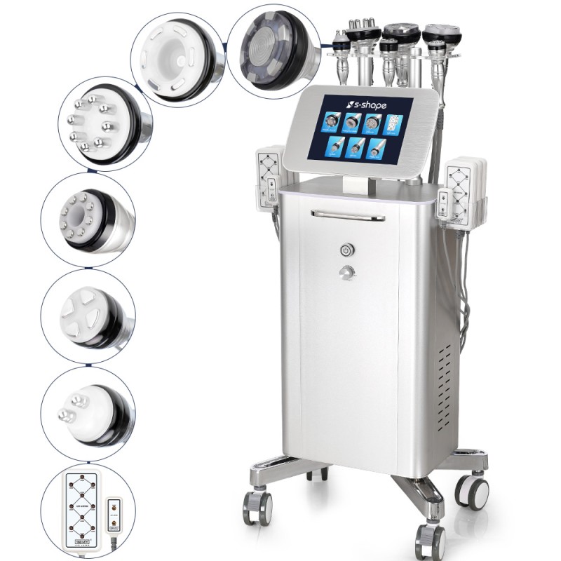 Standing Metal 7 in 1 S Shape 30K Cavitation Body Sculpting Device